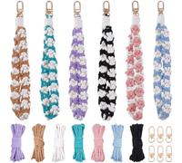 SUNNYCLUE DIY 6 Sets Phone Charms Making Kit Phone Wrist Straps Video Tutorials Wristlet Bracelet Keychain Boho Cute Cellphone Lanyard Macrame Kits for Beginner Starter Smartphone Key Purse Bag Wallet
