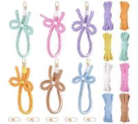 SUNNYCLUE DIY 6 Sets Phone Charms Making Kit Phone Wristlet Strap Video Tutorials Macrame Keychain Bracelet Cotton Threads Swivel Clasps Wristlet Keyring Holder Boho Macrame Kits for Beginner Starter