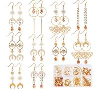 SUNNYCLUE DIY Earring Making Kit - Sun Moon Charms With Hollow Butterfly and Bee, Faceted Glass Beads, Earring Hooks for Jewellery Making Craft Adult