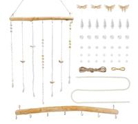 SUNNYCLUE Driftwood Wall Hanging Driftwood Decorative Branches 16 Inch Suncatcher kit Butterfly Dragonfly Charms Glass Acrylic Beads Wood Wind Chimes for Outside Indoor Diy Wall Hanging Ornament Decor
