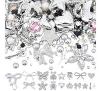 SUNNYCLUE Junk Phone Case Charms Junk Case Charm Kit Fairy Tale Princess Rhinestone Cabochons Bow Butterfly Crown Bear Heart Resin Imitation Pearls for DIY Customizing Hairpin Shoe Nail Accessories