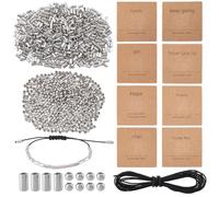 SUNNYCLUE Morse Code Bracelet Kit 1600Pcs Morse Code Beads Silver Plastic Round Long Tube Spacer Beads 16Pcs Paper Cards 2 Yards Waxed Cotton Cord for Jewelry Making DIY Handmade Bracelet Necklace