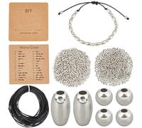 SUNNYCLUE Morse Code Bracelets Bead Bulk Beading Bracelet Making Kits Silver Ccb Plastic Barrel Round Loose Spacer Beads Bff Display Card Waxed Cord Kit for jewellery Making Diy Handmade Crafts Suppli