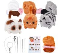 SUNNYCLUE Needle Felting Kits Animal Needle Felting Starter Kit Cat Wool Roving Set Including Instructions Foam Needles Keychain Tools Supplies for Beginners Adult DIY Handmade Projects Gifts