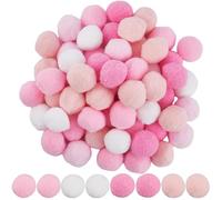 SUNNYCLUE Pink Pompom Balls Craft Pom Poms Bulk 25mm Polyester Valentine's Day Soft Fluffy Fuzzy Decor Round Mini Pompoms Ball for Father's Day Mother's Day Making DIY Creative Art Crafts Party