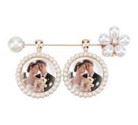 SUNNYCLUE Wedding Bouquet Charm Memorial Photo Pins Bouquet Picture Charms Pearl Bridal Bouque Decoration Clear Glass Cabochons Memorial Picture Charm for Wedding Bride Groom Party Keepsake Gifts