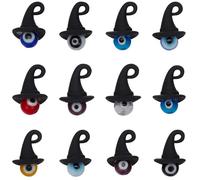 SUNNYCLUE Witch Hat Halloween Charms Bulk 1 Box 40pcs Black 3D Making