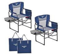 SUNNYFEEL Camping Directors Chair, Heavy Duty,Oversized Portable Folding Chair with Side Table, Pocket for Beach, Fishing,Trip,Picnic,Lawn,Concert Outdoor Foldable Camp Chairs (Navyblue-2Set)