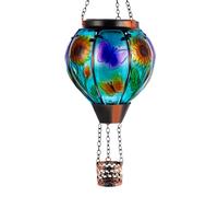 SUNNYGARDEN Hot Air Balloon Solar Lantern, Butterfly Solars Powered Hot Air Balloon Lantern Outdoor Waterproof, Glass Hanging Hots Air Balloons Solar Light for Outdoor Patio Garden Decor