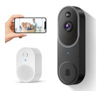 SUNNYJANE 1080P Smart Video Doorbell Camera Wireless with Ring Chime, AI Human Detection and Instant Alerts, Night Vision, Battery Powered, Cloud Storage, 2.4G WiFi, Home Security System (White)