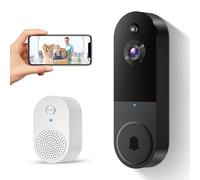 SUNNYJANE 1080P Wireless Video Doorbell Camera, Smart AI Human Detection, Night Vision, 2-Way Audio, Battery Powered, Cloud Storage, 2.4G WiFi, Indoor Outdoor Surveillance (Black)