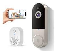 SUNNYJANE 1080P Wireless Video Doorbell Camera, Smart AI Human Detection, Night Vision, 2-Way Audio, Battery Powered, Cloud Storage, 2.4G WiFi, Indoor Outdoor Surveillance (Linen)