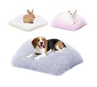 Sunnykud Washable Dog Bed, Small Dogs Beds, 2 PCS Removable Washable Fluffy Pet Bed Cover, Replaceable Dog Crate Pad, Calming Puppy Bed, Comfy Kennel Pad, Plush Cat Mat, 24" x 16", Gray + Pink