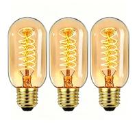 Sunnylinn Vintage Edison Light Bulbs E27 40W, T45 Vintage Bulb Dimmable, Edison Screw Base Amber Glass 2200K Warm White Retro Spiral Bulb 230V for Ceiling (3-Packs