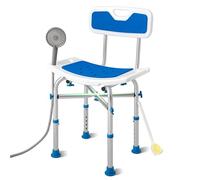 Sunnyload Shower Chair Stools with Back for the Elderly and Disabled, Upgraded Shower Stools with Shower Head Hole, Adjustable Heavy Duty Non-Slip Bathtub Chair with Built-in Handle, EVA Padded