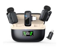 Sunnymark Mini Wireless Lavalier Microphone for iPhone/Android/PC with USB-C Plug, Noise Reduction, 15H Battery Life with Charging Case, Plug & Play, Tiny Mics for Vlogging & Podcast