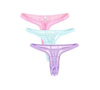 Sunnymorn Mens Mesh Lingerie See-Through Hot Underpants for Gay, Pink/Lightblue/Purple, One Size