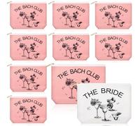 Sunnymove 10 Pcs the Bach Club Cosmetic Bags Bachelorette Bridesmaid Gift Bags for Wedding Bridal Bachelorette Party Favor Decoration Toiletry Makeup Case Gifts, Pink
