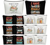 Sunnymove 12 Pcs Book Lover Makeup Bags Book Club Gifts for Women Novelty Bookish Cosmetic Bag with Zipper Pouch for Teen Adult Bookish Librarian Reader Gifts