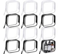 Sunnymove 12 Pcs Clear Cosmetic Makeup Bags with Zipper Tsa Approved Toiletry Bag for Travel Transparent PVC Waterproof Carry Pouches with Zipper Organizer Case for Men and Women (Classic Color)