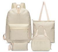 Sunnymove 4 Pcs Corduroy Backpack Set with Lunch Storage Bag Shoulder Bag and Pencil Case, Middle High School College Backpack Schoolbag, Durable Lightweight Travel Daypacks