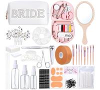 Sunnymove Emergency Kit for Wedding Women 49 Bridal Emergency Kit for Wedding Day, Essentials Survival Set for Team Bride, Travel Items with Makeup Bag for Brides Daily (White)