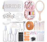 Sunnymove Emergency Kit for Wedding Women 49 Bridal Emergency Kit for Wedding Day, Essentials Survival Set for Team Bride, Travel Items with Makeup Bag for Brides Daily (White)