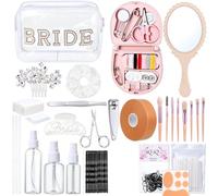 Sunnymove Emergency Kit for Wedding Women 49 Bridal Emergency Kit for Wedding Day, Essentials Survival Set for Team Bride, Travel Items with Makeup Bag for Brides Daily(Clear)