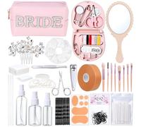 Sunnymove Emergency Kit for Wedding Women 49 Bridal Emergency Kit for Wedding Day, Essentials Survival Set for Team Bride, Travel Items with Makeup Bag for Brides Daily(Pink)