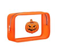 Sunnymove Halloween Clear Makeup Bag Chenille Pumpkin Zipper Pouch Halloween Gifts for Women Mother Coworkers Travel PVC Waterproof Cosmetic Bag Treat Bags for Party Favor Decorations