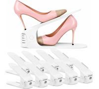 SUNNYNEST 10pcs Shoe Organiser Shoe Slots Organizer for Closet Shoe Rack Organizer Shoe Storage Organiser Shoe Rack for Inside Wardrobe, Stackable Shoe Shelves, Adjustable 4-Level Height (White)