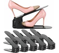 SUNNYNEST 10pcs Shoe Organiser Shoe Slots Organizer for Closet Shoe Rack Organizer Shoe Storage Organiser Shoe Rack for Inside Wardrobe, Stackable Shoe Shelves, Adjustable 4-Level Height (Black)