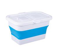 SUNNYNEST 13L Collapsible Fishing Bucket with Lid, Foldable Washing Up Bowl with Vent & Drain Plug, Portable Storage Tub for Live Bait, Tackle, Camping, Caravan, Home & Car