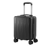 SUNNYNEST 14"" Black Carry on Luggage with 2 Laptop Compartments ABS+PC Suitcase with Dual Control TSA Lock 4 Spinner Wheels for Business Travel