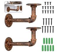 SUNNYNEST 2 Pack Industrial Pipe Shelf Brackets 16.8×7.5×7cm - Rustic Wall Shelf Supports for Floating Shelves (4 Pack)