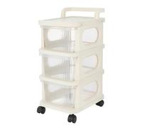 SUNNYNEST 3/4/5 Tier Plastic Storage Drawer Organizer on Wheels, Rolling Storage Rack with Lockable Casters, Mobile Storage Cabinet for Clothes, Toys & Home Use (3-Tier)