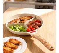 SUNNYNEST 3-in-1 Multi-Section Non-Stick Frying Pan Divided Breakfast | Multi-section frying pan with separate compartments for cooking eggs, bacon, sausage and more at the same time.