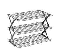 SUNNYNEST 3 Layer Folding Storage Rack - Stackable Metal Food & Spice Organizer, Space-Saving Home & Camping Folding Iron Rack for Kitchen, Baking & Picnic (3 Layer)