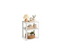 SUNNYNEST 3 Tier Side End Table Nightstand Coffee Tables Storage Bedside Office Living Room Bedroom Small Narrow Space Sofa Table (White)