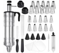 SUNNYNEST 34 PCS Icing Piping Set for Cake Decorating, Stainless Steel Icing Tips & Syringe Kit with Cream Scraper, Reusable DIY Baking Tools for Cupcakes, Desserts & Pastry