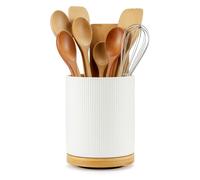 SUNNYNEST 360° Rotating Utensil Holder,Large Ceramic Rotating Utensil Jar,15.5x19.6cm Countertop Organizer for Kitchen Cooking Utensils Set, Cutlery Caddy, Spoons.