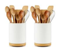 SUNNYNEST 360° Rotating Utensil Holder,Large Ceramic Rotating Utensil Jar,15.5x19.6cm Countertop Organizer for Kitchen Cooking Utensils Set, Cutlery Caddy, Spoons. (Utensil Holder-2)