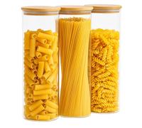 SUNNYNEST 3pcs Large Glass Storage Jars with Airtight Lids -2100ml Clear Pantry Organizer Containers for Spaghetti, Pasta, Cereal, Flour, Rice & Dry Food, Kitchen Countertop Canisters (2050ml 3PCS)
