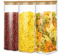 SUNNYNEST 3pcs Large Glass Storage Jars with Airtight Lids - 2100ml Clear Pantry Organizer Containers for Spaghetti, Pasta, Cereal, Flour, Rice & Dry Food, Kitchen Countertop Canisters (2100ml 3PCS)