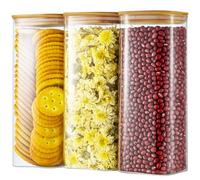 SUNNYNEST 3pcs Large Glass Storage Jars with Airtight Lids -2100ml Clear Pantry Organizer Containers for Spaghetti, Pasta, Cereal, Flour, Rice & Dry Food, Kitchen Countertop Canisters (1600ml 3PCS)