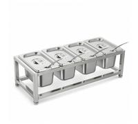 SUNNYNEST 4-Grid Stainless Steel Spice Box Set with Lid & Spoon, Food-Grade Condiment Storage Container, Removable Compartments for Bar, Restaurant & Home Kitchen