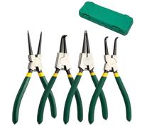 SUNNYNEST 4 Set Circlip Pliers Snap Ring Pliers Set 7inch Internal External Straight Bent Tip Circlip Pliers Heavy Duty Snap Ring Pliers Set with Durable Springs and Soft Handles Storage Box