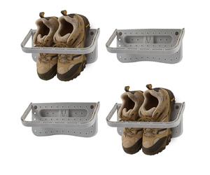 SUNNYNEST 4Pcs Shoe Slots 27.9X14.5X2CM Wall Mounted Shoes Rack Shoe Holder Foldable Campervan Storage Ideas Wall Mounted Shoe Rack Hanging Shelf Door Shoes Hangers for Entryway (Gray)