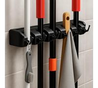 SUNNYNEST 6 Hooks 1 Pack Broom Mop Holder Wall Mounted Broom Storage