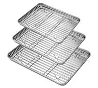 SUNNYNEST 6-Piece Stainless Steel Baking Sheets and Rack Set (3 Trays + 3 Racks)-Cookie Pan, Heavy-Duty, Easy Clean, Dishwasher Safe,for Holiday Celebrations - Christmas, Easter, Thanksgiving